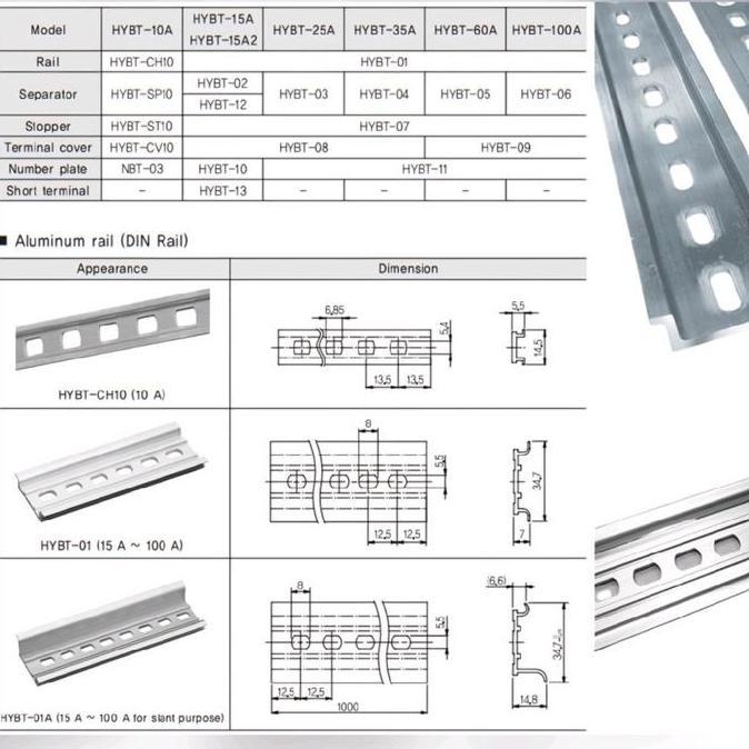 Murah Hanyoung Nux Rel Mcb Din Rail Alumunium Hybt-01 Hy Bt01 Bt-01 1F 1 Fungsi 1 Fungsi