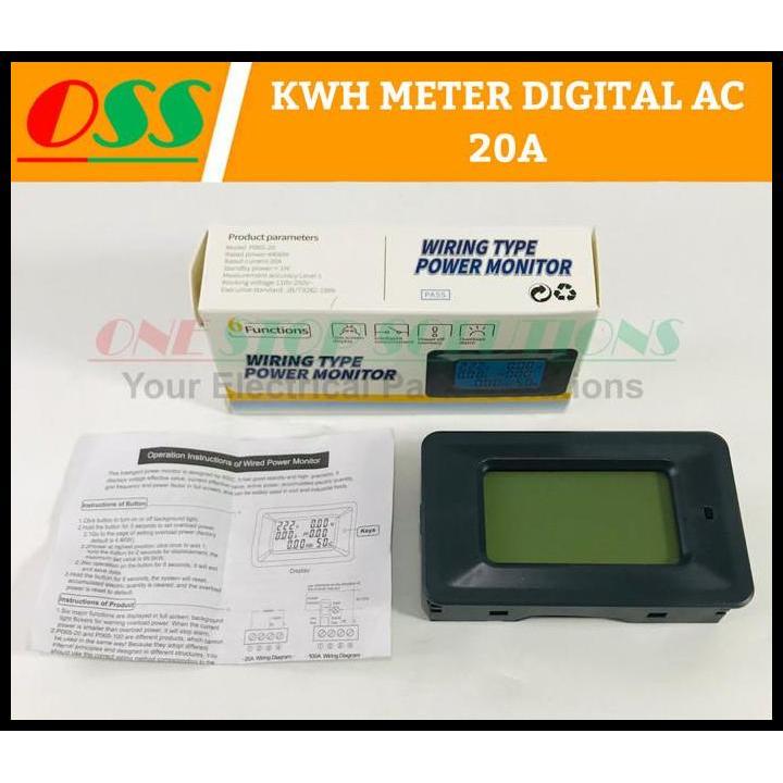 TERLARIS KWH METER DIGITAL AC 20A WATTMETER VOLTMETER AMMETER ENERGI LCD COMBO 