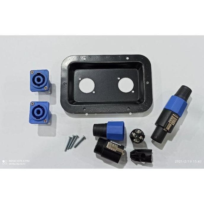 satu set jack jek spikon spikon besi dan socket speakon