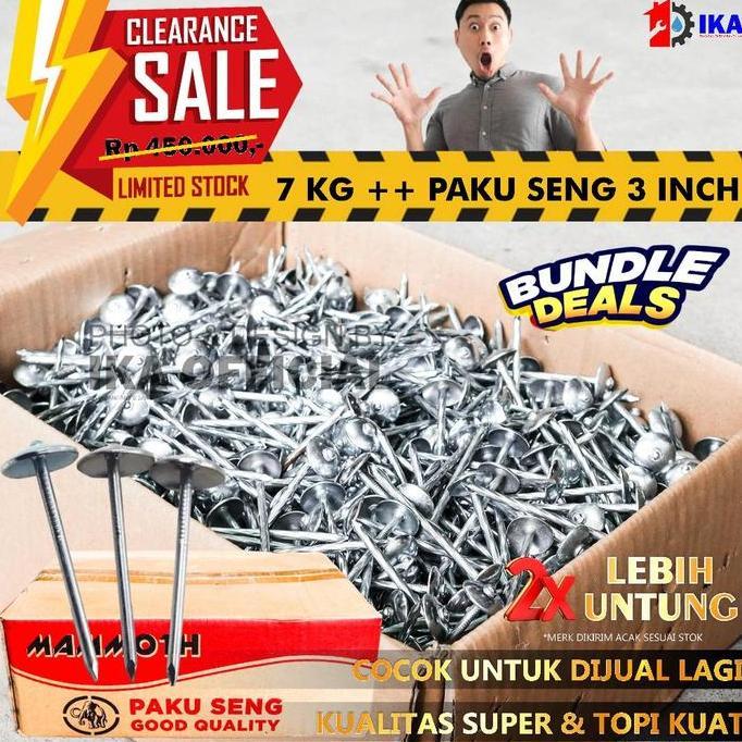 BLOCHEA PAKU PAYUNG Paku Seng Ulir 3 inch Curah 3 INCH / 7 CM  / PAKU SENG / PAKU ASBES CURAH 7,5 KG