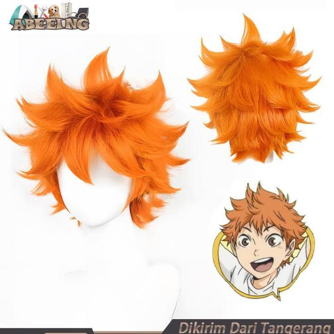 SYAUBAN Wig Haikyuu Anime Cosplay Rambut Palsu Hinata Shoyo