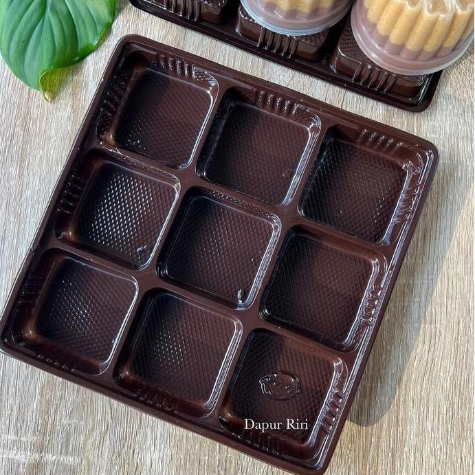 Mika Tray + Tutup Sekat 9 / Mika Kemasan Puding Mini / Box Pudding Sekat