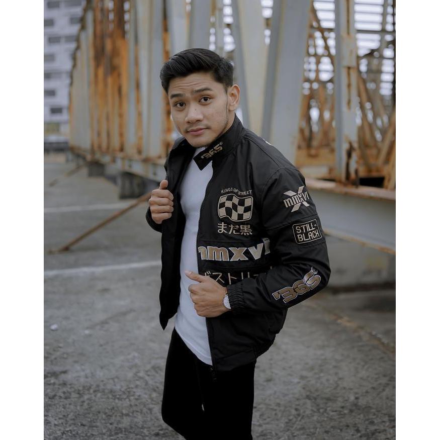 Jaket Nascar Racing Pria Still Black Waterproof Bgsrmmxvi Hitam Distro Keren Casual Cowok Bomber Mot