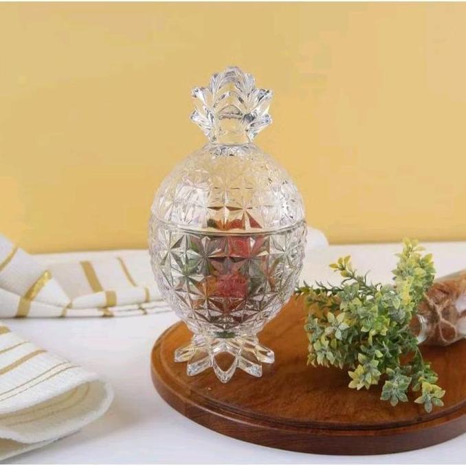 Toples kaca tempat permen kue kering (polos ) Capodimonte