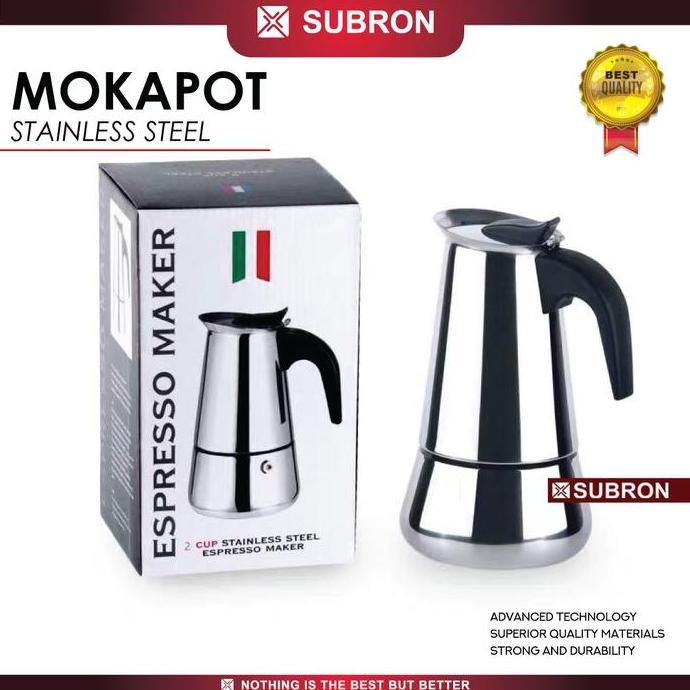 SUBRON Manual Espresso Coffee Maker Mokapot Stainless 2 Cup 100ML