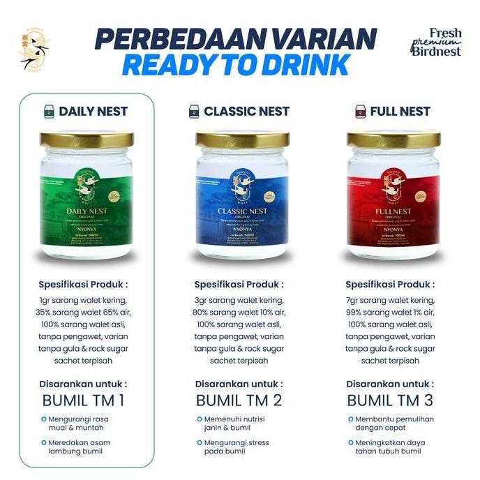 Kenk- Nyonya Walet - Minuman Sarang Walet - Bird Nest Drink - Daily Nest (35% Bird Nest) - Box 4