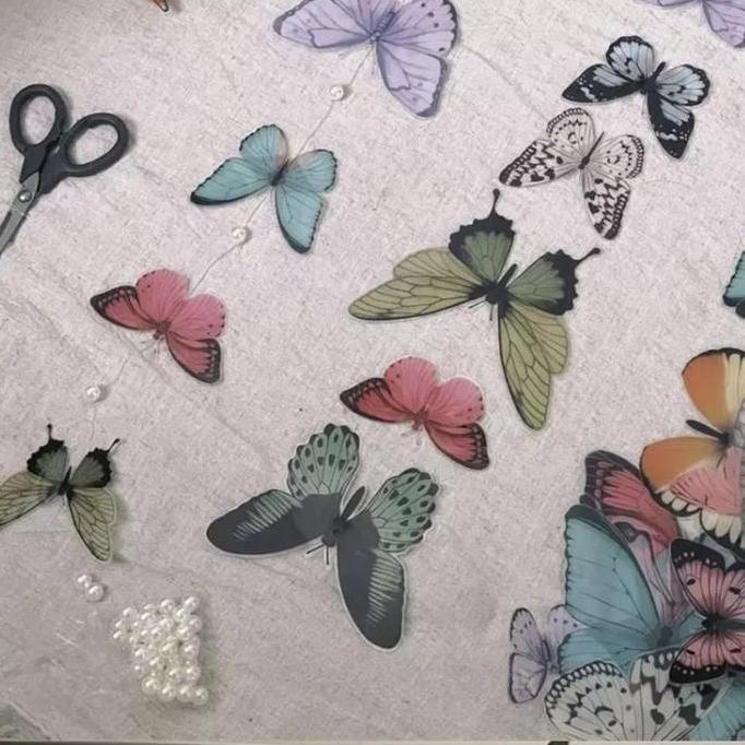 6M Tirai Manik Manik Kupu Warna Tirai Pintu Jendela Satu Set Diy Hiasan Dinding Kupu Kupu Tirai Mani