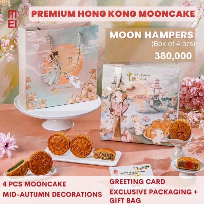 MEI Premium Hampers Mooncake Kue Bulan dengan Bahan Hongkong - Pilihan Rasa Pure White Lotus & White