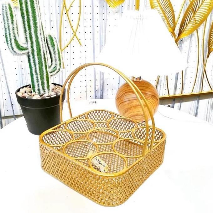Termurah / Hot Sale Tempat Aqua Gelas Gold Sultan Aesthetic/Keranjang Aqua Gelas