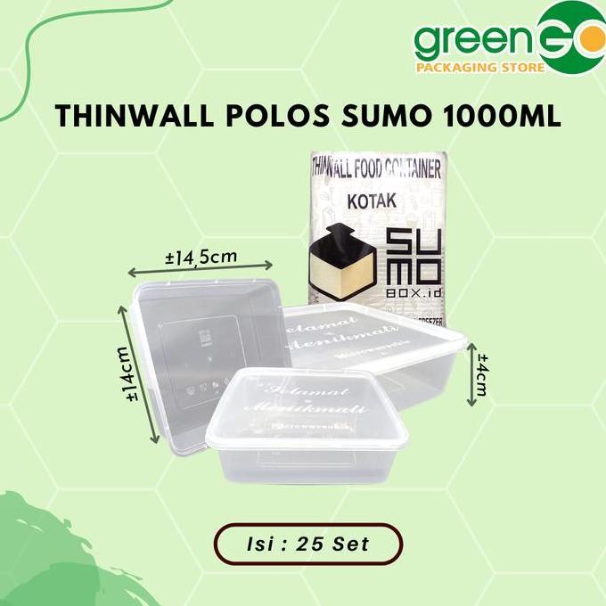 THINWALL PERSEGI 1000ML SUMO 25 SET THINWALL SUMO KOTAK BESAR MURAH