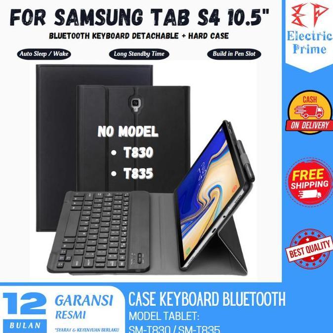 TERBARU - Case Keyboard Bluetooth For Samsung Galaxy Tab S4 10.5 inch Flip Casing Leather Folio Book