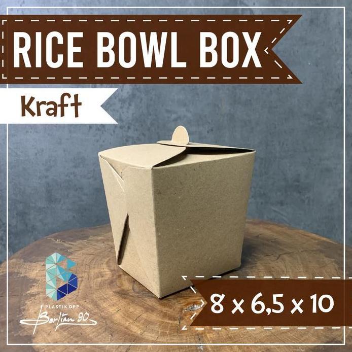 Food Pail Rice Bowl Paper Rice Box Lunch Box Takeaway Kraft Grosir