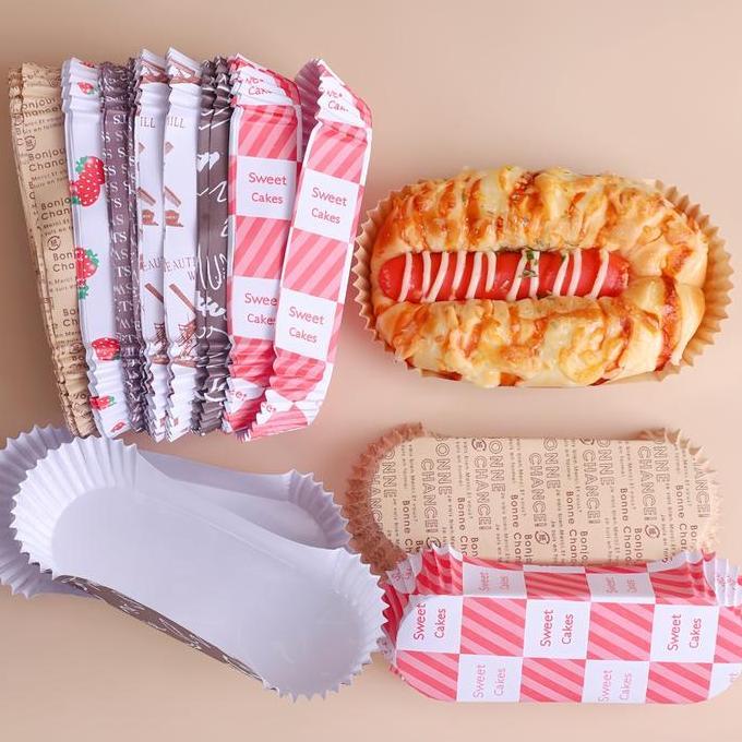 Masuku- 200Pcs Paper Cup Roti Oval Laminating Kertas Roti Paper Cup Case Roti