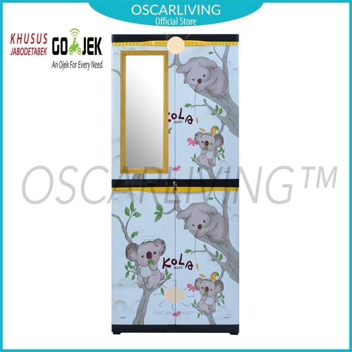 Sinbak Lemari Plastik + KACA Motif KOLA / Lemari Pakaian Multifungsi