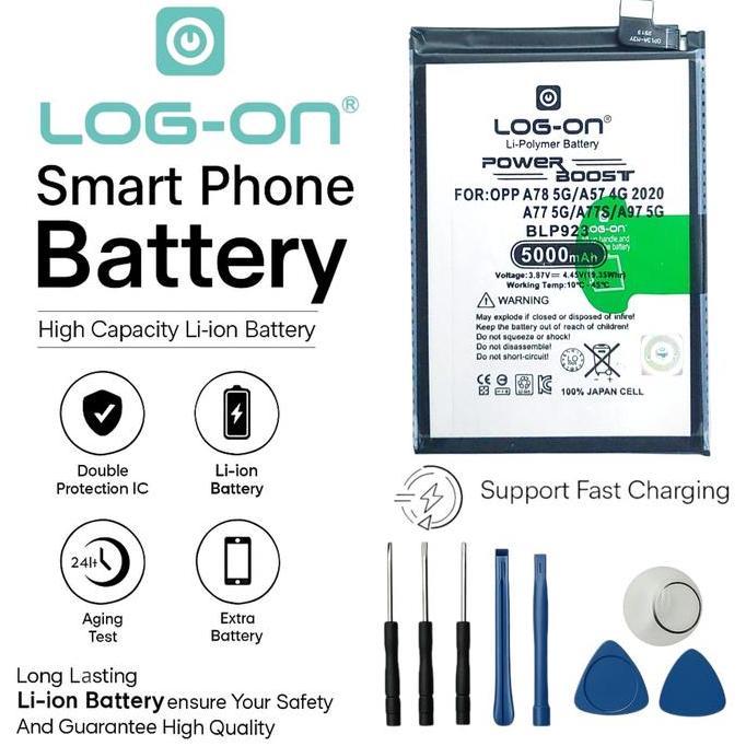 TERBARU - Baterai Log on BLP923 Untuk Oppo A78 5G / Oppo A77 5G / A77S 4G / Oppo A97 5G Power Boost 