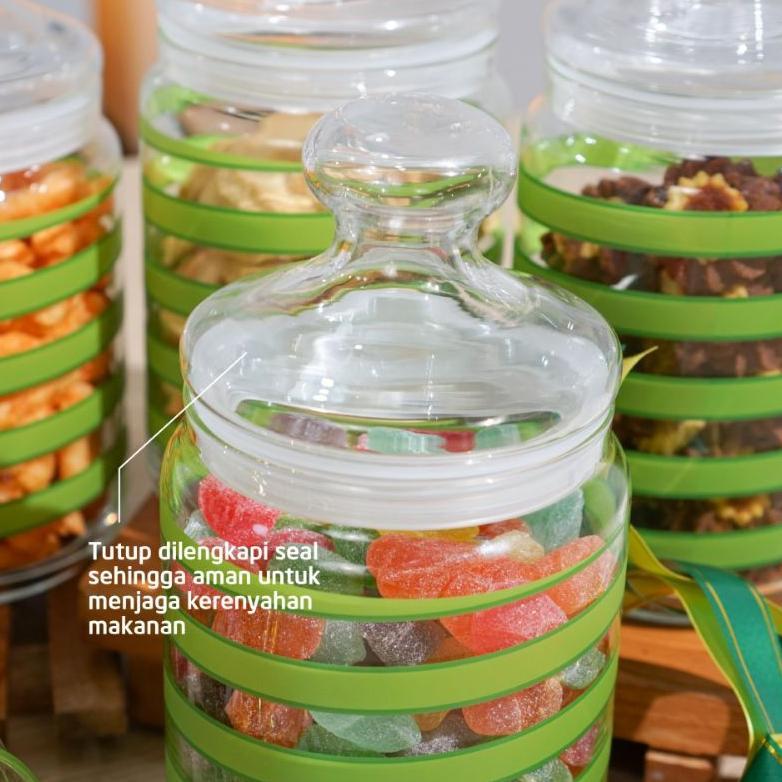 Toples Kaca Luminarc Spiral Green 1 Liter Kedap Udara