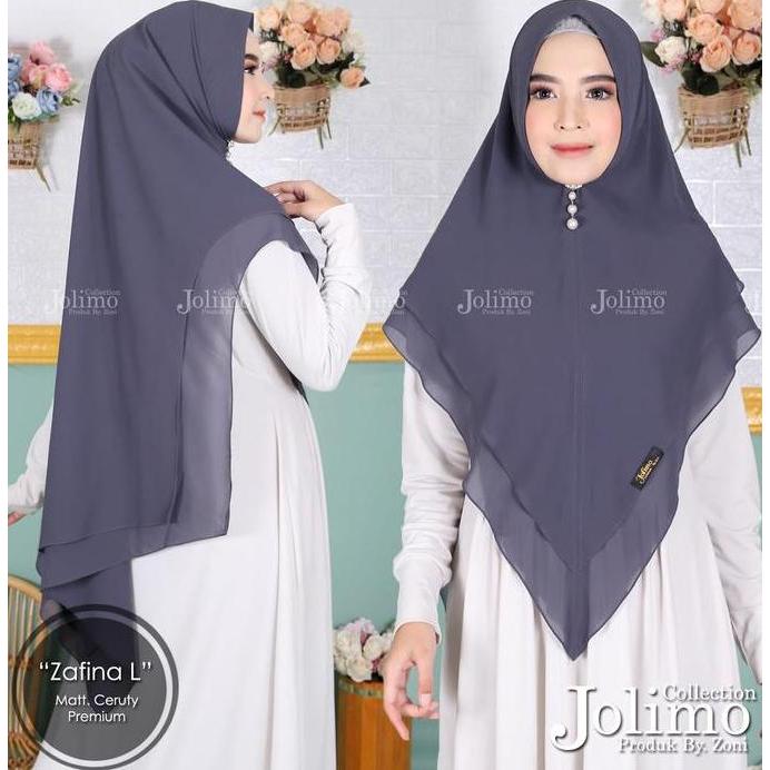 Promo Khimar Ceruty Zafina L Premium | Hijab Instan Ceruty | Jilbab Instan 2 Layer | Kerudung Diskon