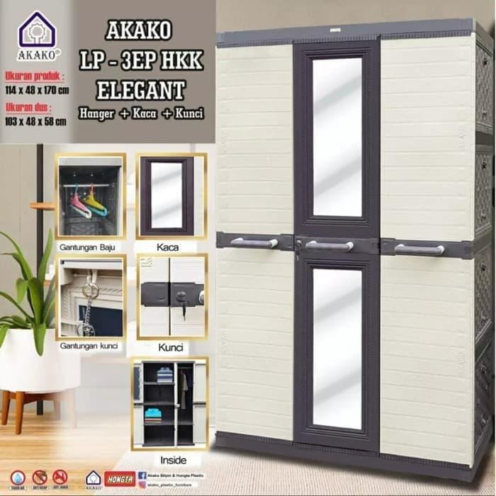 LEMARI PLASTIK AKAKO 3 PINTU ELEGANT LP-3EP (HKK)