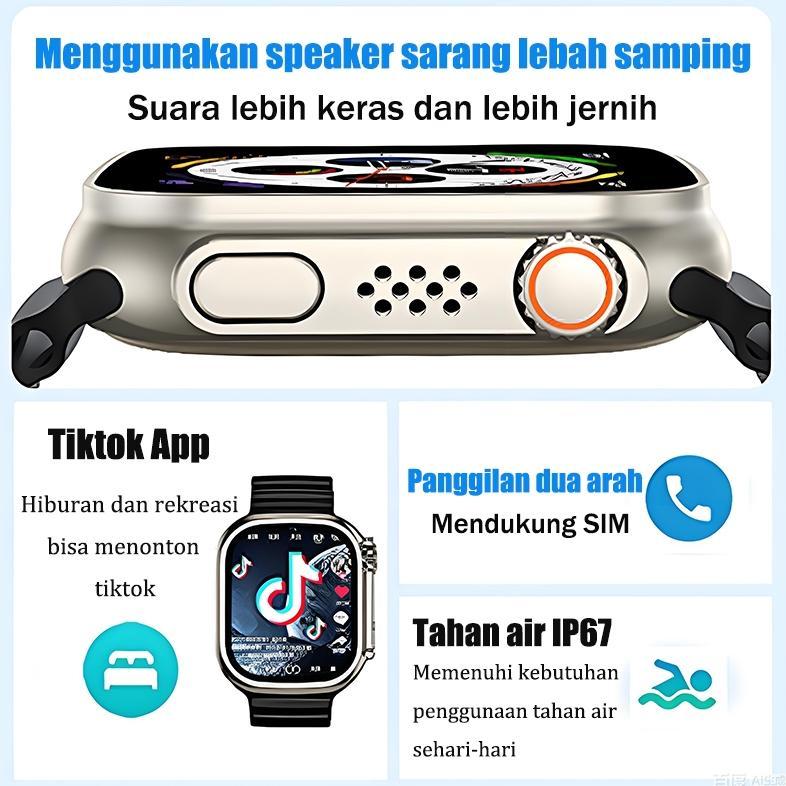 terbaru samsung smartwatch s9 ultra android 9.0 - tahan air ip68, ram 4gb rom 64gb, support sim card