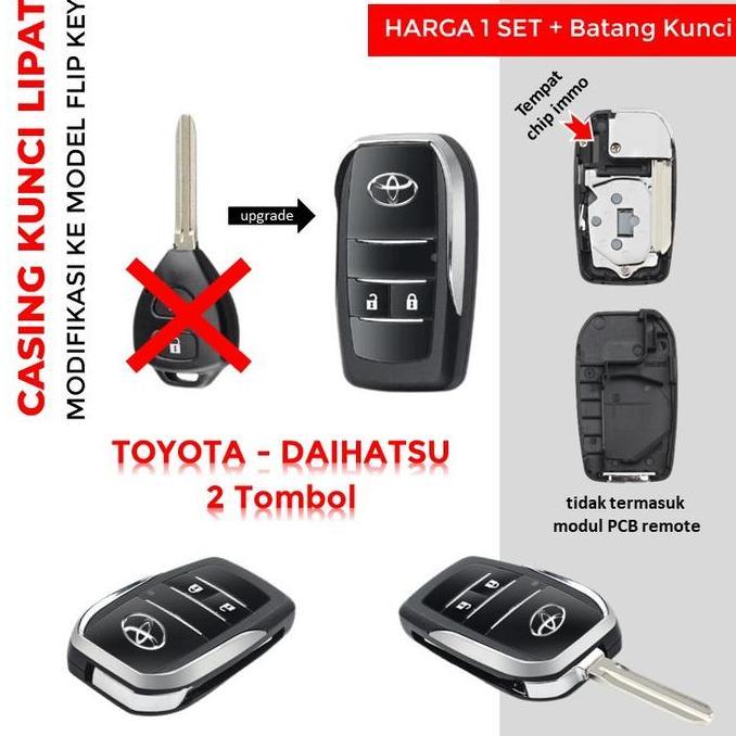 Casing Kunci Lipat Toyota Remote Alarm Flip Key Grand New Avanza Xenia