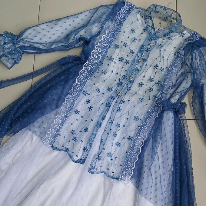 Baju anak Remaja Safa Kids Set Gamis dan Outer Brokat Tile Anak Lebaran Model Terbaru Usia Balita Re