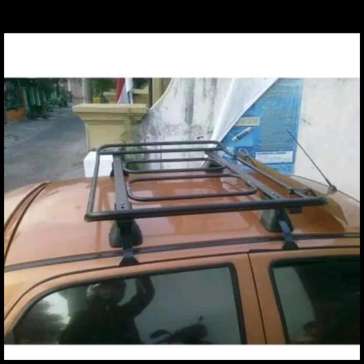 TERLARIS ROOF RACK BAGASI ATAS MOBIL APV / APV ARENA MODEL RACK JECK KAKI 4 MEREK SUNRISE KOMPLIT 