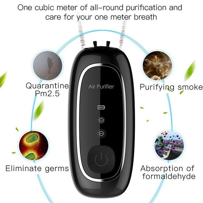 Air Purifier Necklace Elektronik Ionizer Mini USB Wearable