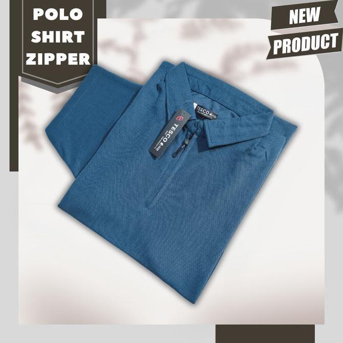 [PO Bordir] Kaos Kerah Polos Zipper Pria Dewasa Lengan Pendek Polo Shirt Resleting Cowok Keren Kekin