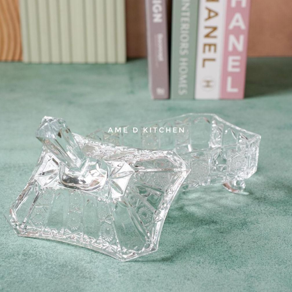 Toples Bijian Kristal Segi Panjang Kaca Dua Warna