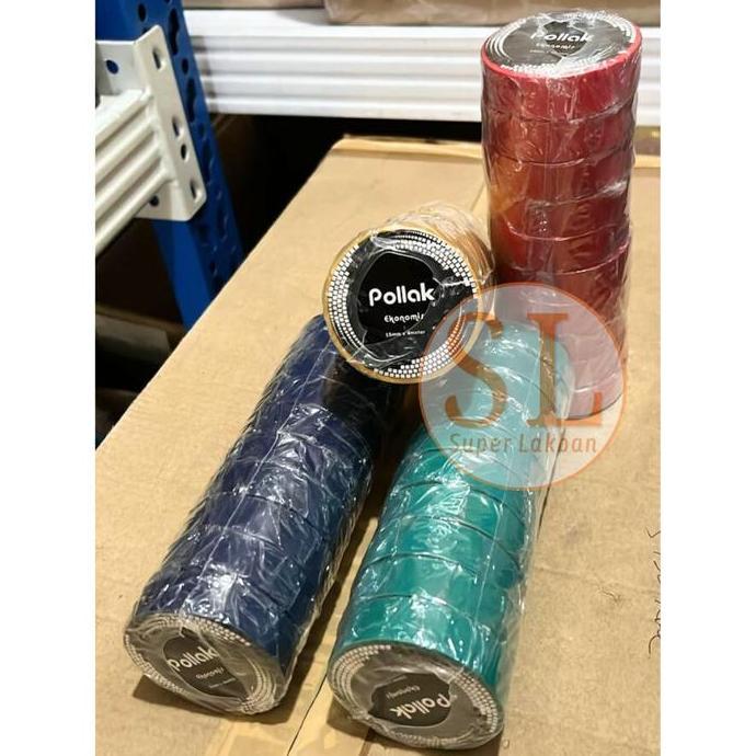 Isolasi Listrik Pollak Ekonomis Termurah Isolasi Kabel Berkualitas Merah 15mm x 4M