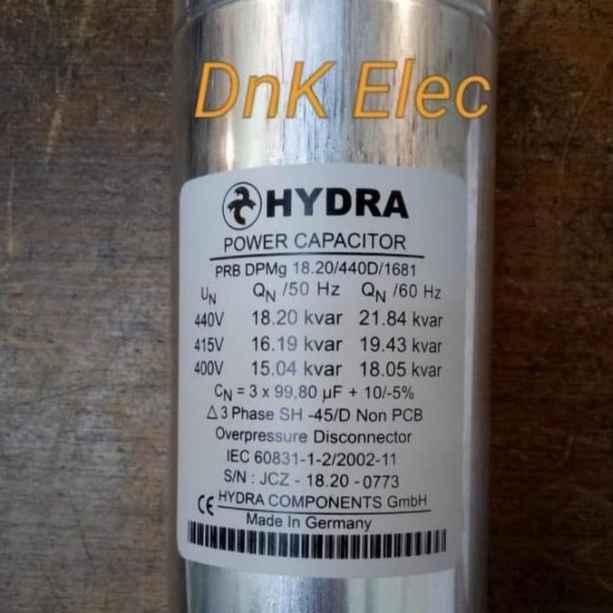 Capacitor/Capasitor/Kapasitor 15kvar//15 kvar 400V Merk Hydra