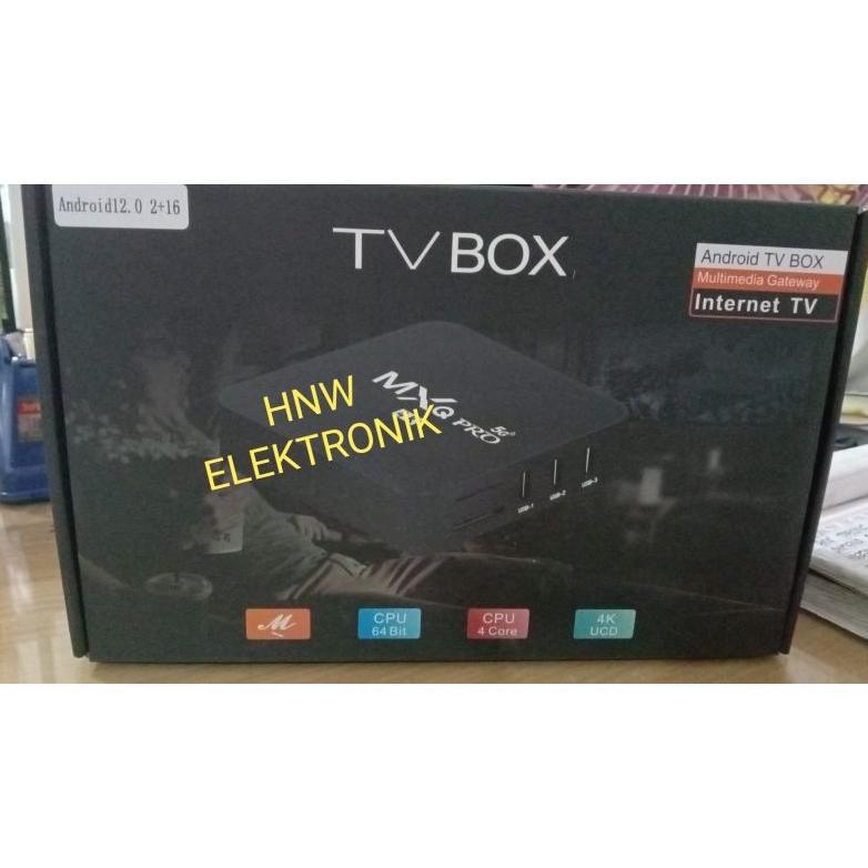 TERBARU Tv box Android 4K HEVC Fleco MXQ memory 2GB Storage 16GB dus Hitam Android versi 12.0