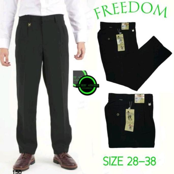 Termurah / Hot Sale Celana Bahan Freedom Model Reguler Rempel Hitam Formal Pria