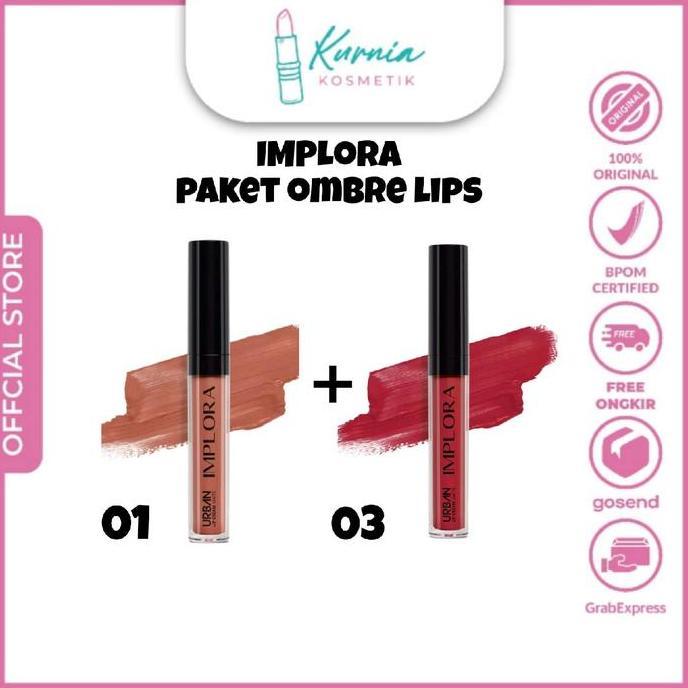 Ulipstik- Implora Paket Lips Ombre Paket Lipcream Lipstick Lipstik