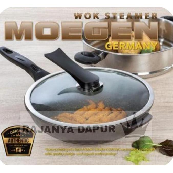TERMURAH - Panci Wok Pan New YEOBO Korea Granite Orange 30cm + Steamer Stainless