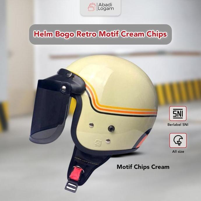 Sedia Helm Bogo Retro Classic Warna Cream Original - Tampil Keren Dan Klasik | Original 100%