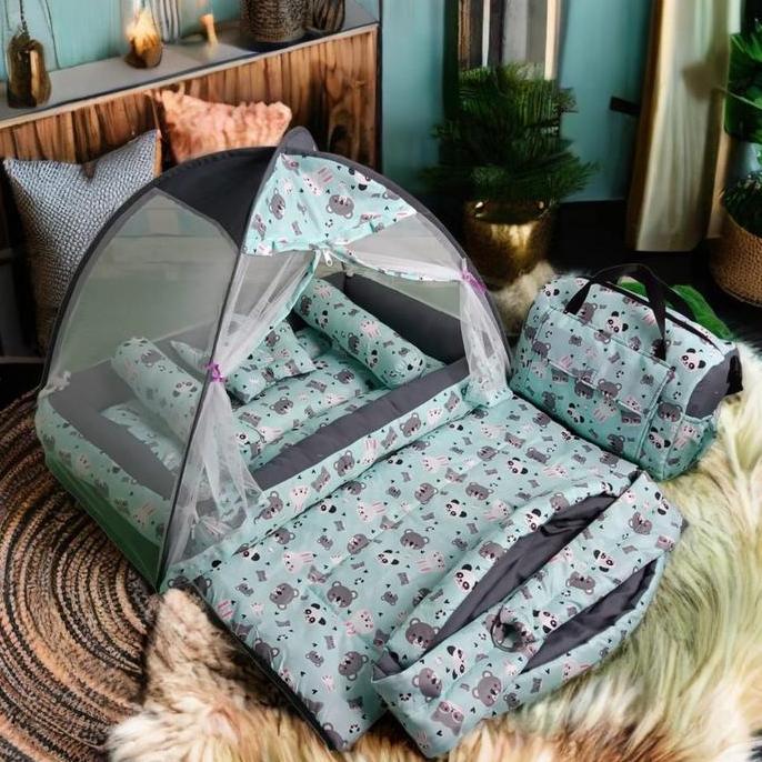 Kasur Bayi kelambu Free Bedcover+ Tas & Gendongan | kasur bayi 1 set lengkap | Kasur bayi empuk | Ge