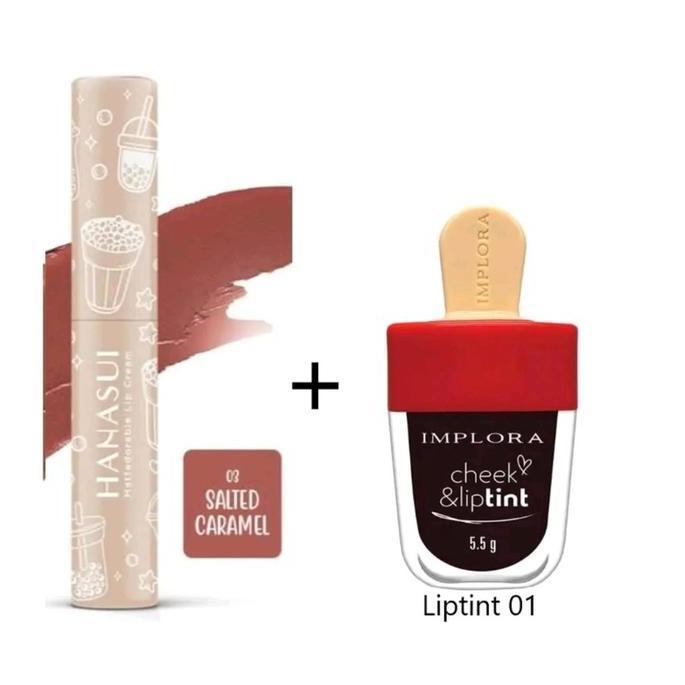 Ulipstik- Ombre Hanasui Boba 03 Salted Caramel + Liptin Implora 01 Vampir Blood