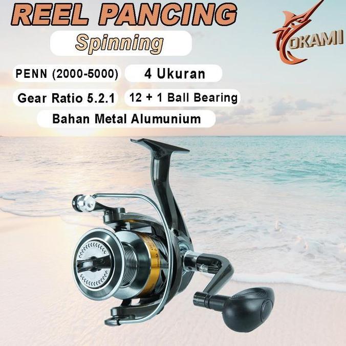 Reel Pancing Spinning 12+1 Ball Bearing Spool Aluminium Anti Karat dengan Power Handle Knob Telur - 
