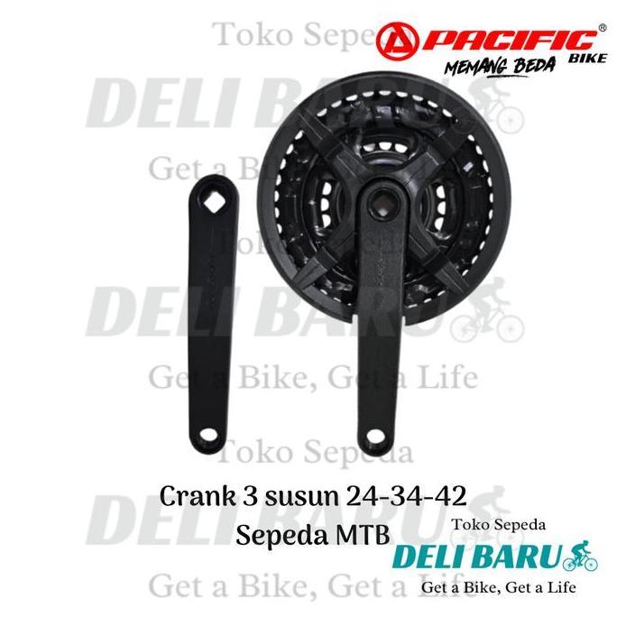 Pacific Crank gear tengah chainwheel gir 3 susun 24 34 42T sepeda MTB