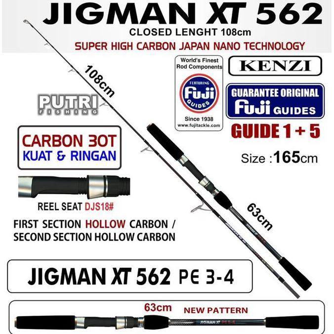 TERBARU - JORAN KENZI JIGMAN XT 562 JIGGING SPINNING PE 2-3 PE 3-4 PE 4-5 Fuji Guides Hollow Carbon