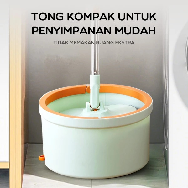 Tidygo Alat Pel Putar Mop Bulat Spin Mop Bulat Kotak - Alat Pel Pembersih Lantai Spin Mop  Ember Ter