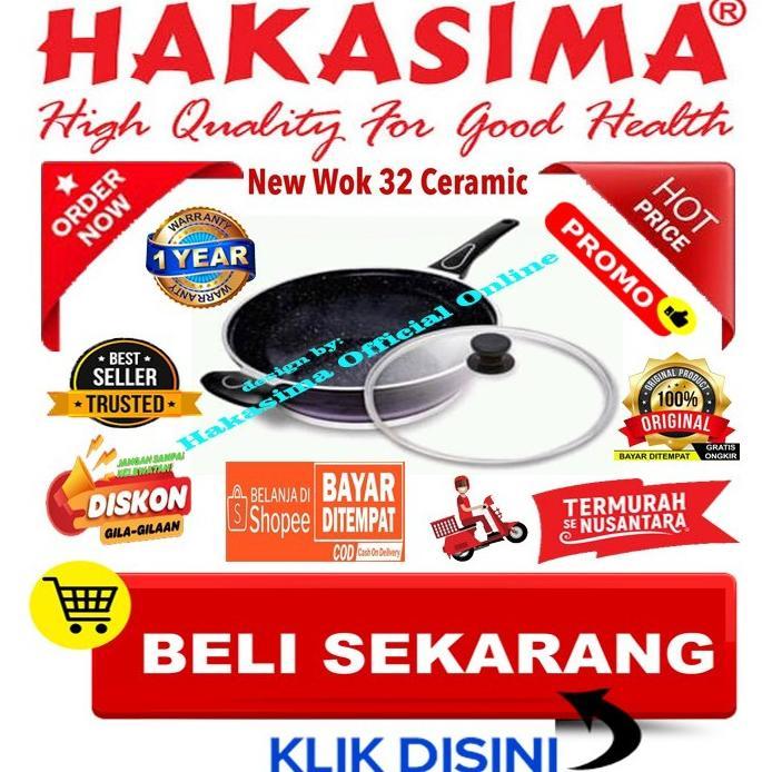 BEST SELLER [GARANSI 1THN] HAKASIMA NEW WOK CERAMIC 32 PROMO SALE ALAT MASAK PANCI WAJAN PENGGORENGA