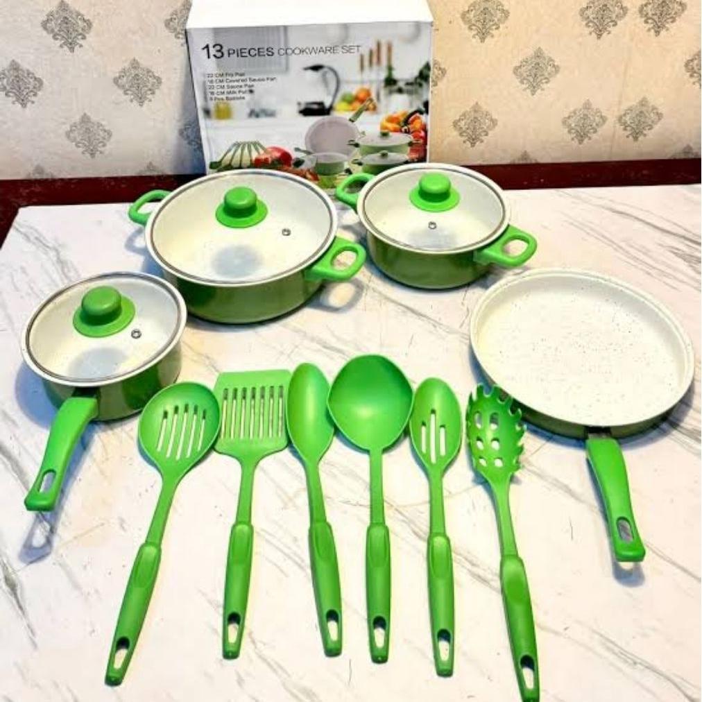 DISKON PANCI SET TEFLON 13 PCS COOKWARE ANTI LENGKET PANCI SPATULA SET