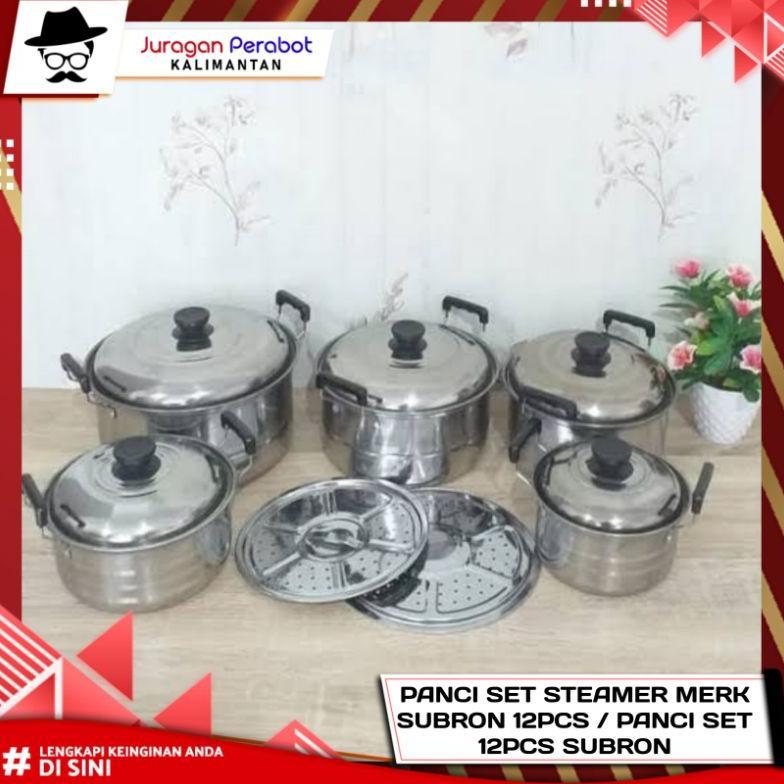 BEST SELLER PANCI SET 12PCS + STEAMER SUBRON / PANCI STEAMER SET COOKWARE MERK SUBRON & 555 ISI 12PC