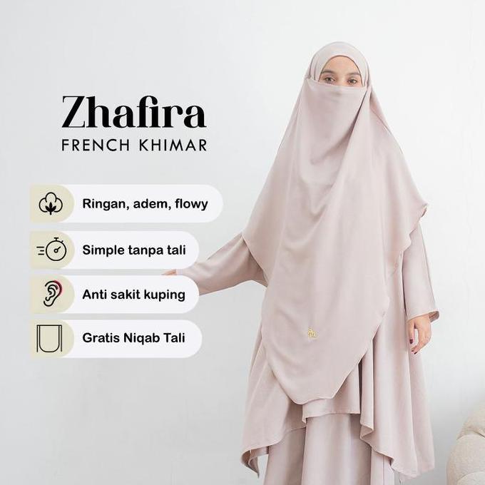 Maslaha Niqab | (ZHAFIRA SERIES) - Zhafira Long French Khimar | Long FK Instant Umroh Shamira Stretc