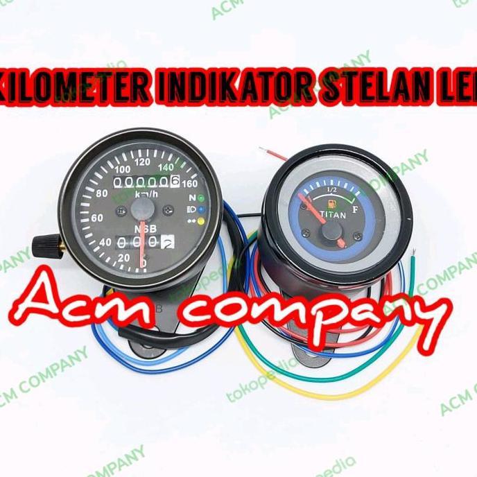 Amper bensin jarum led & Kilometer indikator stelan Black universal