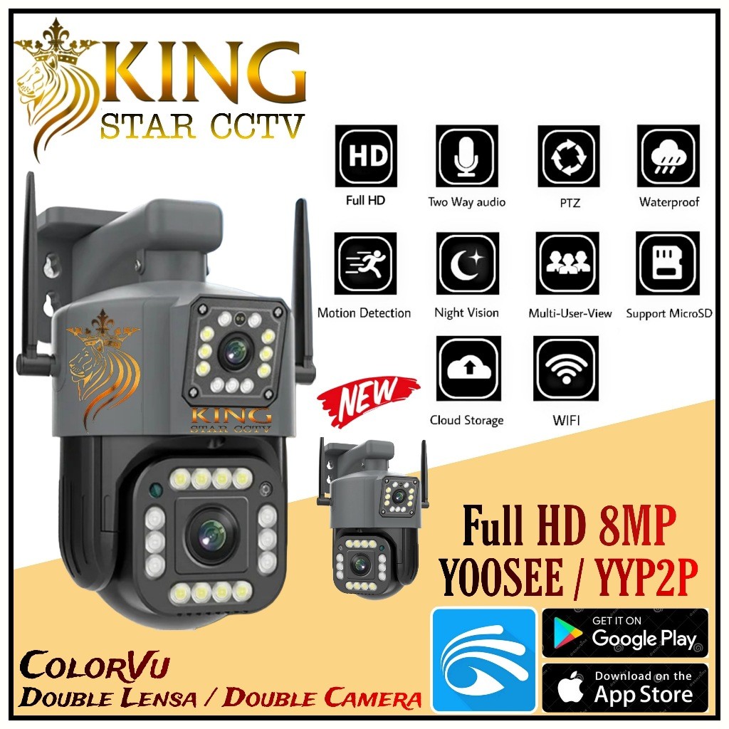 New Ip Camera Cctv Yoosee Double Lensa Full Hd 8Mp Cctv Double Camera Outdoor Wateerproof