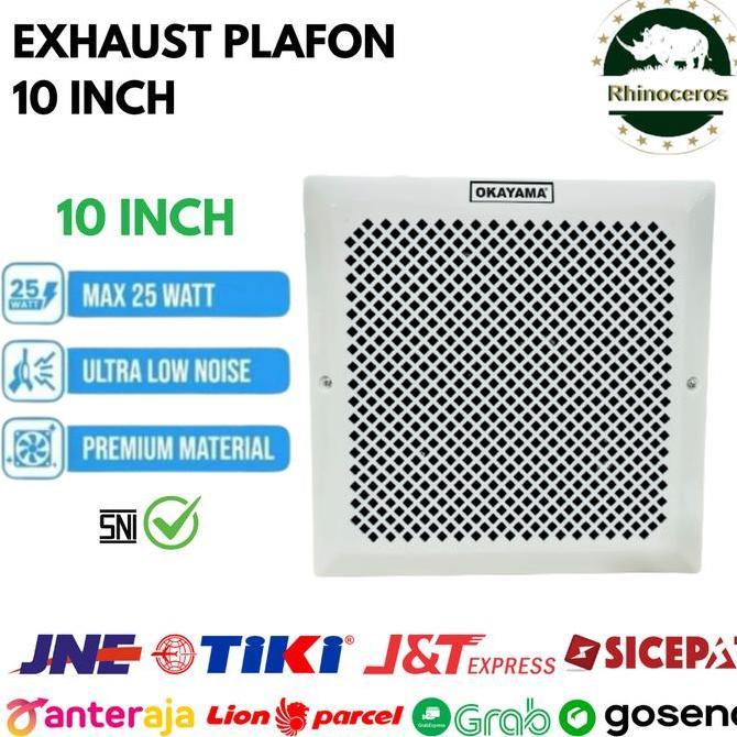 STOK TERBATAS - Exhaust Fan Plafon 10 Inchi Kipas Plafon Blower Hexos Kamar Mandi Dapur Angin Hisap 