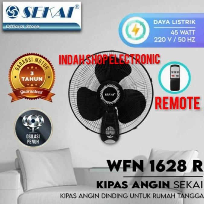 HARGA PABRIK - Kipas Angin Dinding Sekai Remot WFN 1628R /Wall fan Sekai Remot 16inch